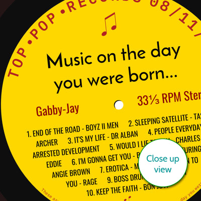 Personalised Music Print - 1992 On The Day You Were Born Record Label Print - 1992 birthday gift idea