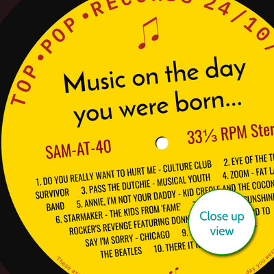 Personalised UK Music On The Day You Were Born Record Print