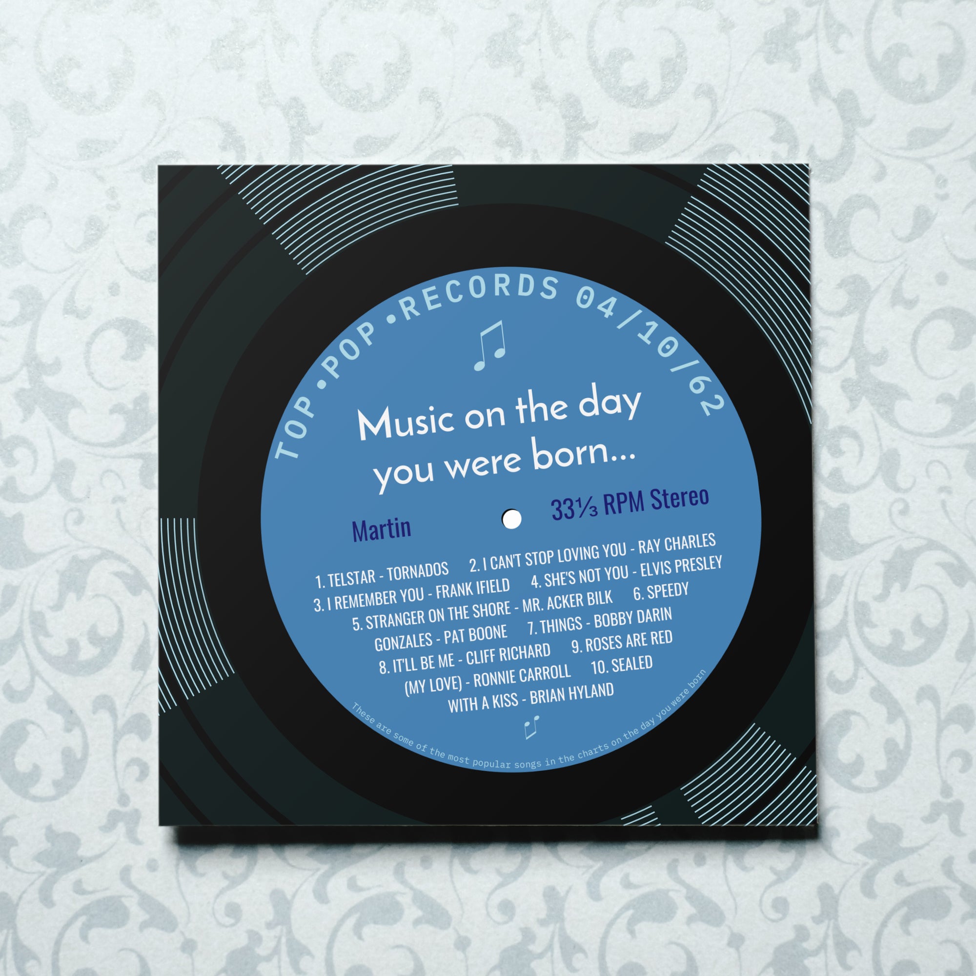 Personalised Birthday Card - Music On The Day You Were Born Record Label - elevencorners