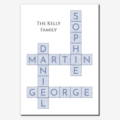 Personalised Family Art Crossword Print – texture style