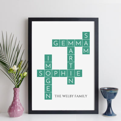 Personalised Family Art Crossword Print – paint style