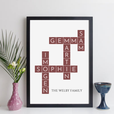 Personalised Family Art Crossword Print – paint style