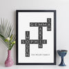 Personalised Family Art Crossword Print – paint style