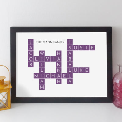 Personalised Family Art Crossword Print – paint style