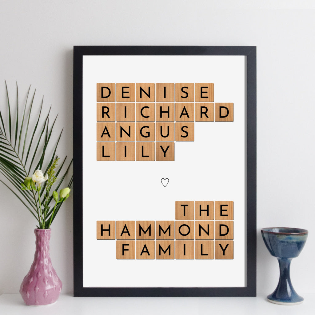 Personalised Family Names Print – scrabble style