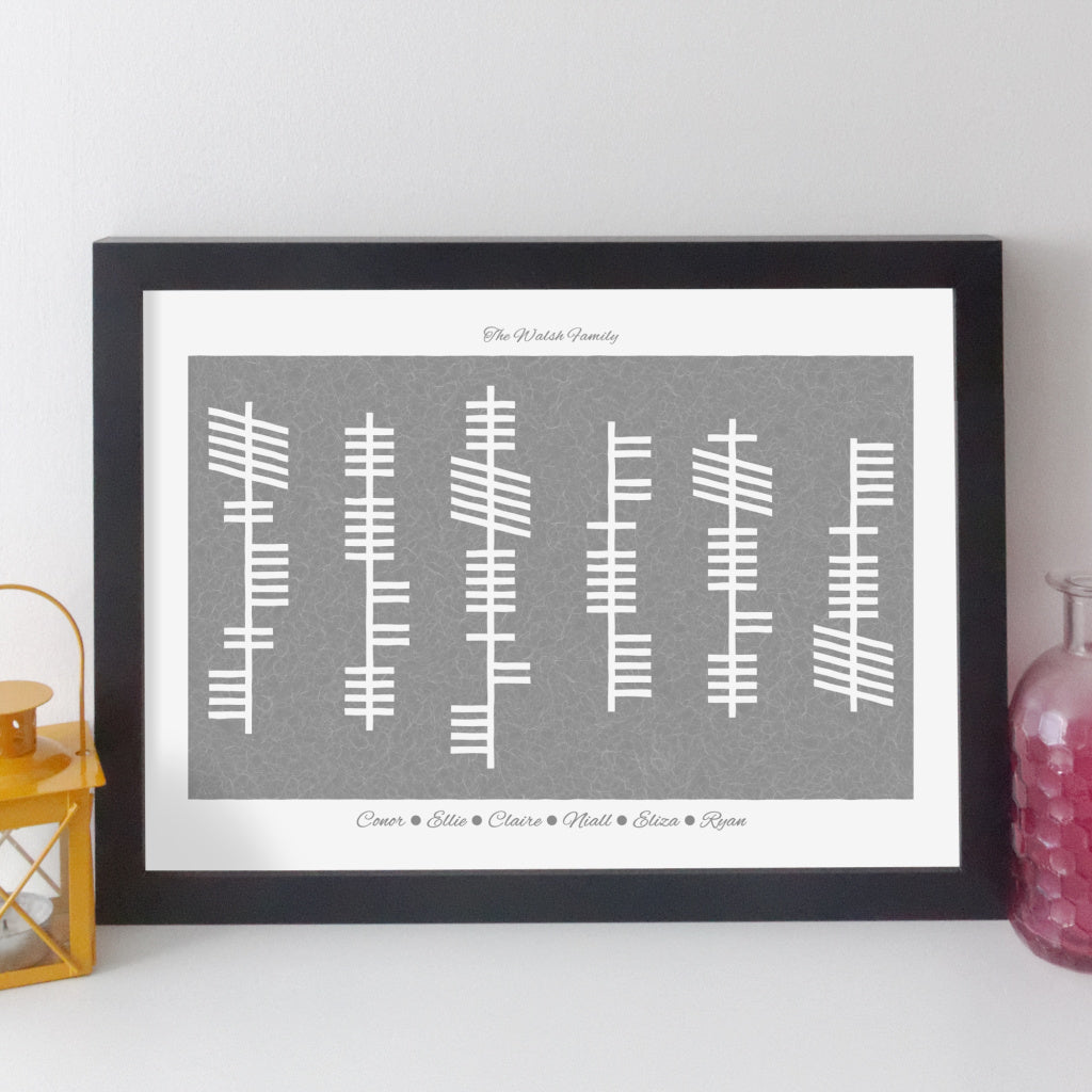 Personalised Ogham Family Names Print