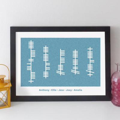 Personalised Ogham Family Names Print - contemporary style