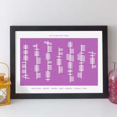 Personalised Ogham Family Names Print - contemporary style