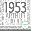 Personalised Born In 1953 Facts Print UK - personalised 1953 print birthday gift idea