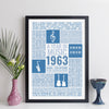 Personalised 1963 Music Facts Print - 1963 Year You Were Born Music Print - 1963 birthday gift idea