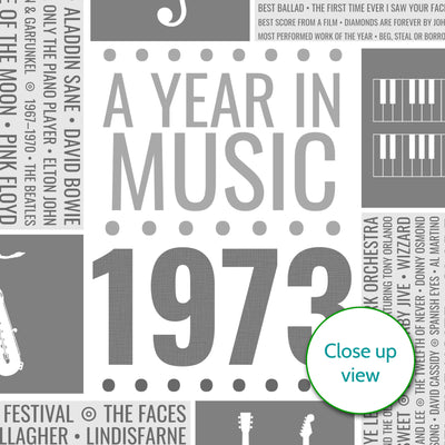 Personalised 1973 Music Facts Print - 1963 Year You Were Born Music Print - 1973 birthday gift idea