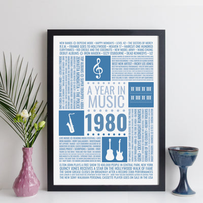 1980 UK Music Facts Personalised Print