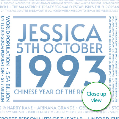 Personalised 1993 Facts Print UK - personalised 1993 print birthday gift idea