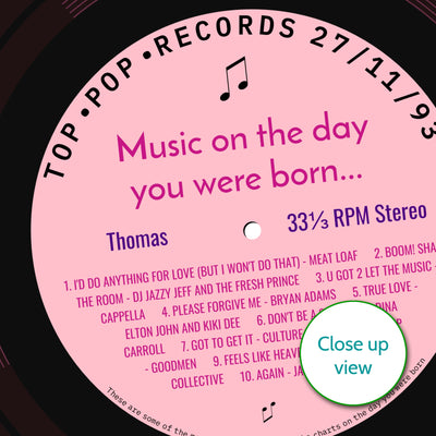 Personalised Music Print - 1993 On The Day You Were Born Record Label Print - 1993 birthday gift idea