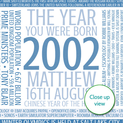 Personalised Born In 2002 Facts Print UK - personalised 2002 print birthday gift idea