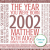 Personalised Born In 2002 Facts Print UK - personalised 2002 print birthday gift idea