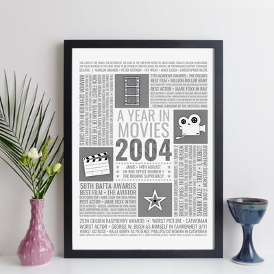 Personalised 2004 Movie Facts Print - 2004 Year You Were Born Movie Print - 2004 birthday gift idea