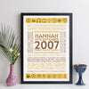 Personalised 2007 Facts Print UK - personalised 2007 print - birthday gift idea