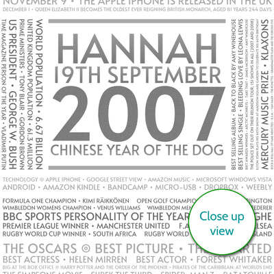 Personalised 2007 Facts Print UK - personalised 2007 print - birthday gift idea