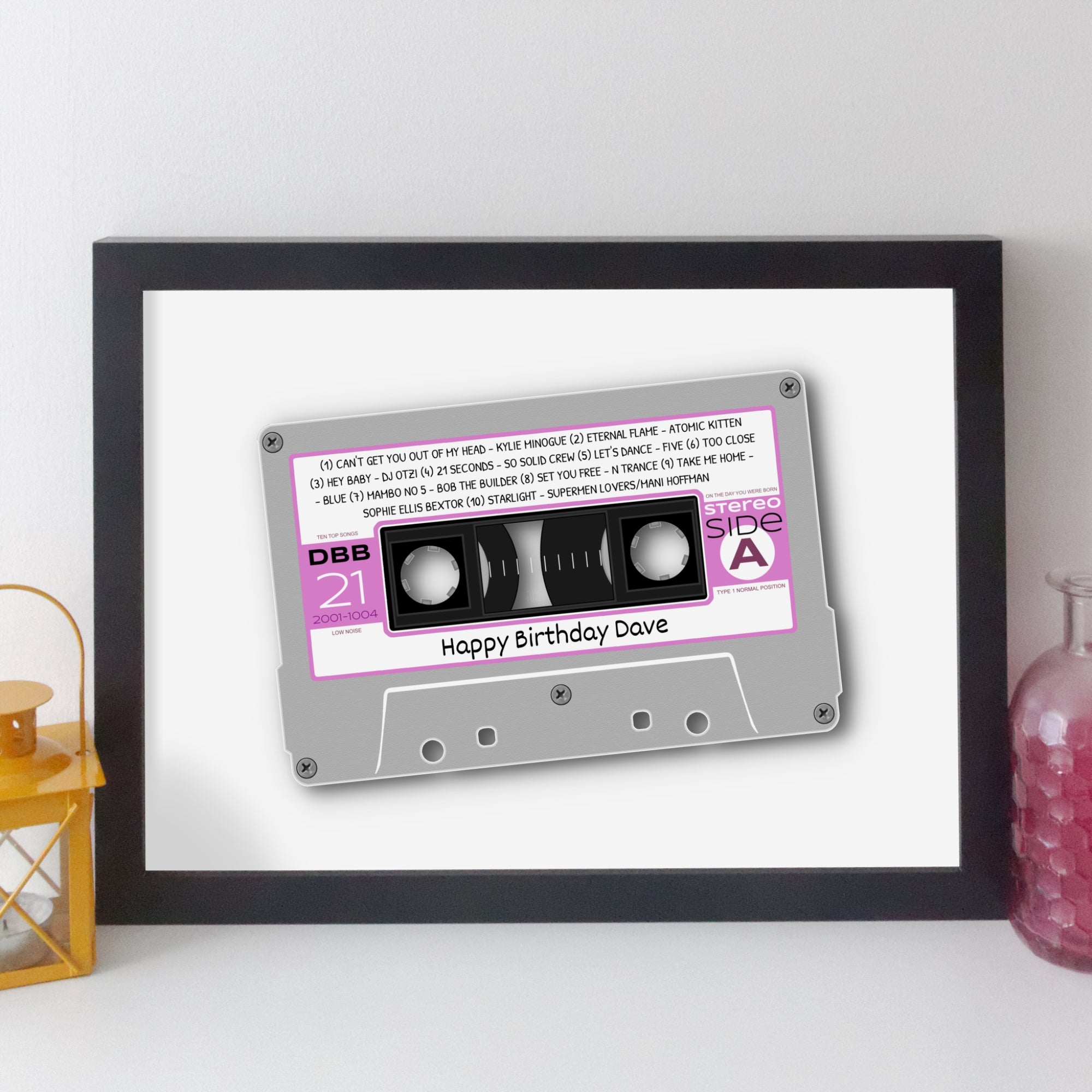 Personalised Music Print - 2001 On The Day You Were Born Cassette Tape Print - 2001 birthday gift idea