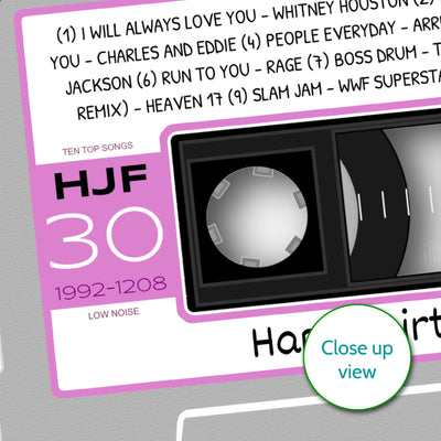 Personalised Music Print - 1992 On The Day You Were Born Cassette Tape Print - 1992 birthday gift idea