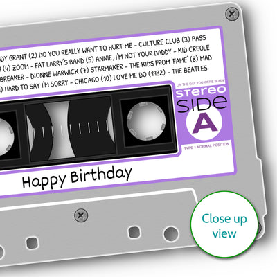 Personalised Music Print - 1982 On The Day You Were Born Cassette Tape Print - 1982 birthday gift idea