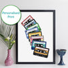 Personalised Cassette Tape Print - 8 Tumbling Tapes