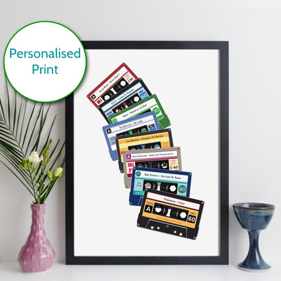 Personalised Cassette Tape Print - 8 Tumbling Tapes