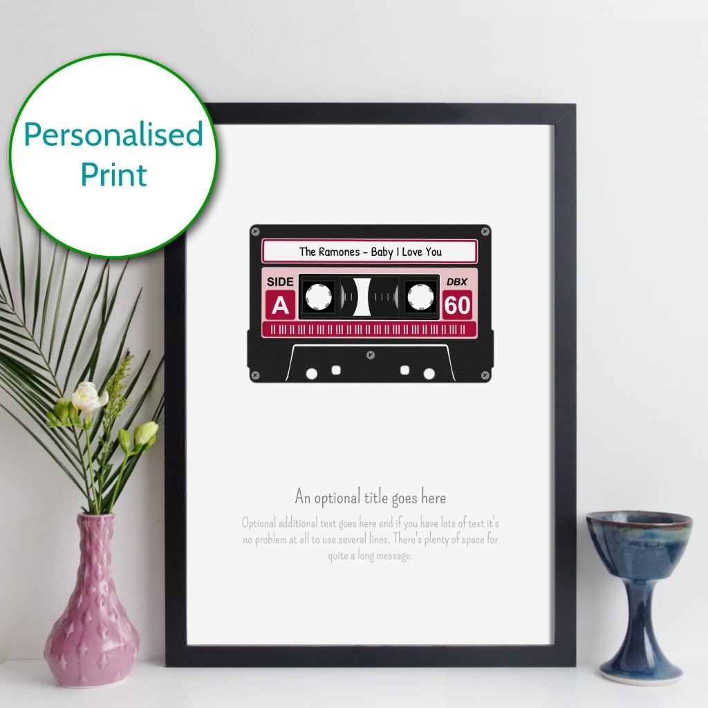 Personalised Cassette Tape Print - One Tape