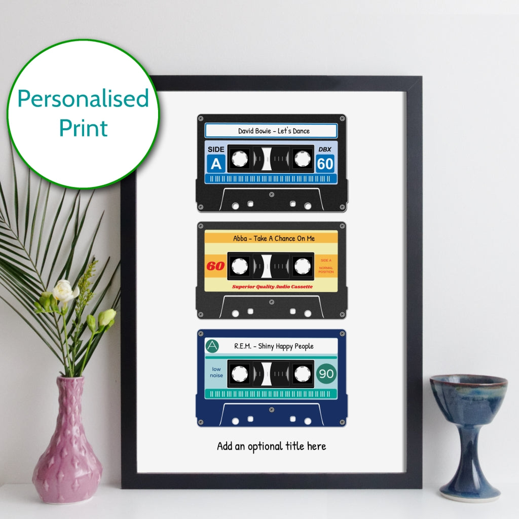 Personalised Cassette Tape Print - Three Tapes
