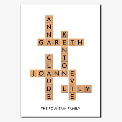 Personalised Family Crossword Print – scrabble style
