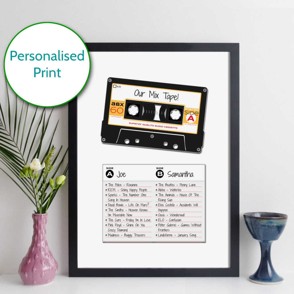 Personalised Cassette Mixtape Print - Index Card