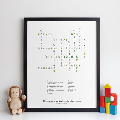 Personalised Toddler Words Crossword Print - classic style