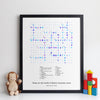 Personalised Toddler Words Crossword Print - slightly wobbly style