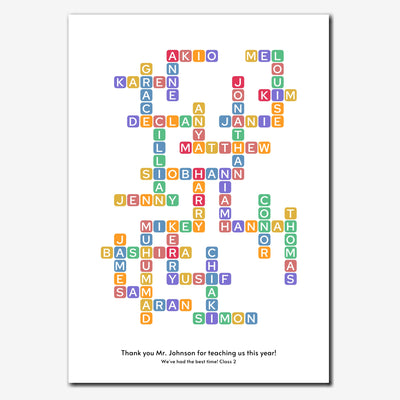 Personalised Teacher Thank You Crossword Print