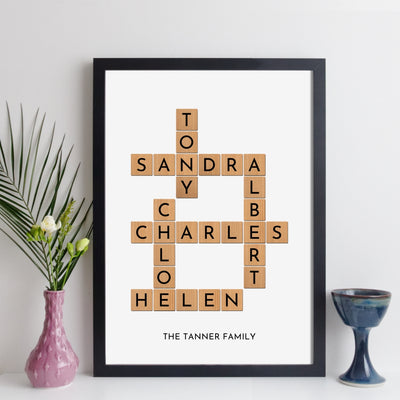 Personalised Family Crossword Print – scrabble style