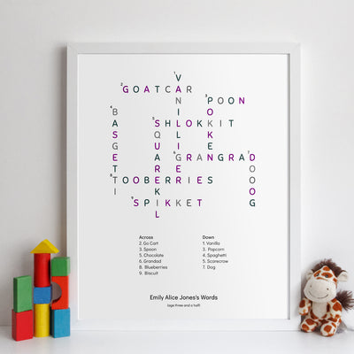 Personalised Toddler Words Crossword Print - classic style